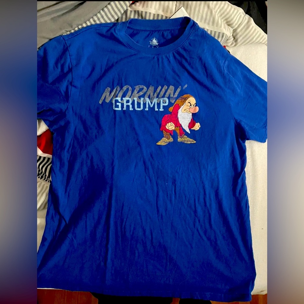 Disney Parks Disneyland Mornin' Grump Grumpy Dwarf Blue T Shirt Med Women's
